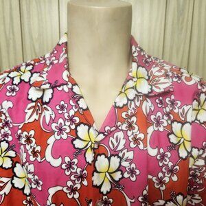 mod pink Hawaiian shirt 3XL cotton floral